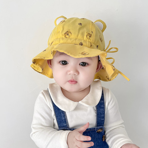 婴儿渔夫帽春秋夏季大檐男宝女宝宝太阳帽0-3-6个月可调节防晒帽