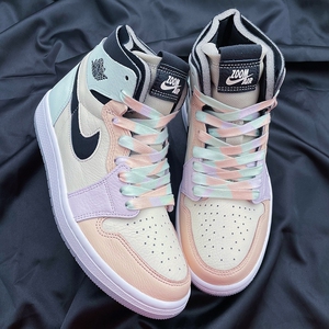 适配nikeaf1aj1粉绿腰果花鞋带紫彩色拼接马卡龙复活节