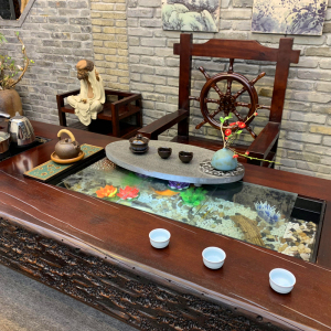 家装,建材 客厅家具 茶桌,茶台 新中式鱼缸茶台