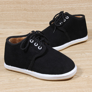 老北京布鞋男女冬季系带黑色加绒保暖棉鞋中老年泡沫底居家布棉鞋