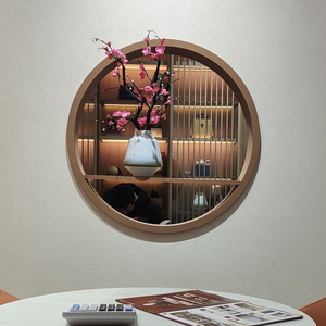 实木圆形垭口边框玄关木框装饰新中式墙洞包边窗套置物架定制l型7