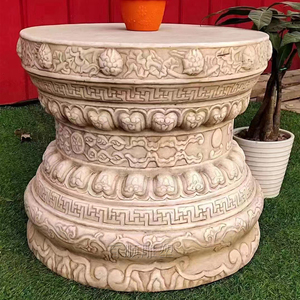 石雕须弥座汉白玉仿古花盆底座别墅庭院花架石墩莲花座太湖石底座