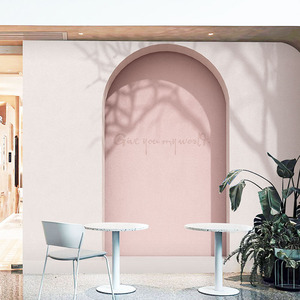 3d北欧轻奢拱门墙纸网红服装店直播间拍照背景墙布ins风简约壁纸
