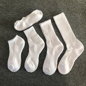 【5双装】【毛巾底】男女士短长纯棉袜子纯黑白色中高筒袜篮球袜