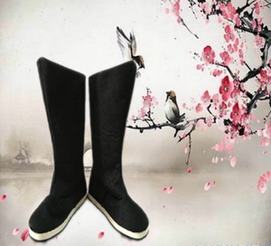 平底男清朝官靴戏曲老爷靴古装锦衣卫高帮靴皇帝cos鞋子汉服婚鞋