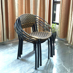 藤椅户外特价单人阳台靠背椅仿藤塑料编织矮小舒适休闲椅成人椅