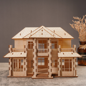 立体拼图木质拼装房子3d木制榫卯建筑模型手工小木屋diy益智玩具