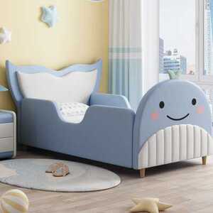 鲸鱼儿童床男孩女孩公主床加宽小床15米12单人床带床垫软包护栏.