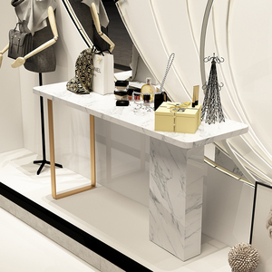 服装店展示桌中岛实物大理石展示台艺术品橱窗展示架台网红流水台