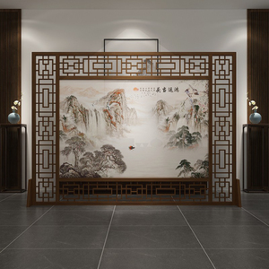 006人付款淘宝茶室不锈钢屏风背景墙假山酒店镂空隔断山水画售楼部