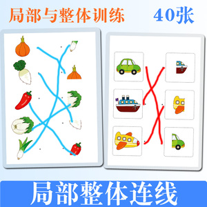 儿童专注力训练 局部与整体连线配对宝宝 防水 训练卡片 撕不烂彩