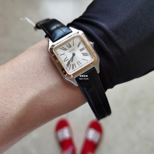 【环球】cartier卡地亚santos山度士27.5mm间金石英女表 w2sa0012