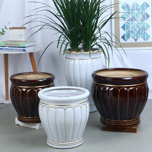 白色发财树绿萝花盆陶瓷大号欧式室内外落地超大花盆陶瓷特大号