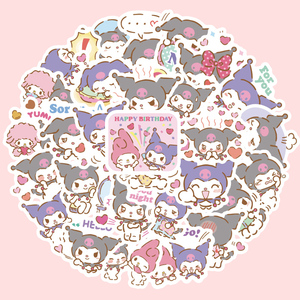 40张卡通可爱日系手账贴纸装饰小图案库洛米手帐素材手机水杯杯子杯贴