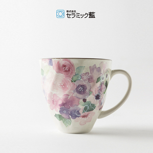 日本原装进口ceramic蓝水杯美浓烧陶瓷杯马克杯咖啡杯樱花情侣杯