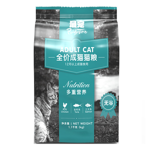 paddytime最宠无谷全价成猫粮1.1kg 增肥发腮专用主食猫食猫饭英