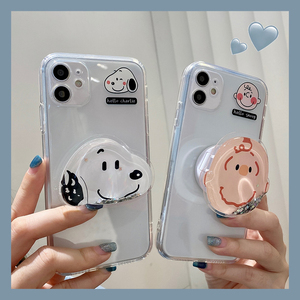 简约卡通人物头像opporeno5手机壳全包透明reno3pro支架防摔reno5pro