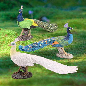 仿真鸟类飞禽动物模型实心新款彩色孔雀开屏儿童认知玩具手办摆件