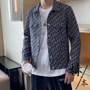 dior迪奥2020新款休闲男士满印老花logo牛仔外套夹克衬衫上衣男装
