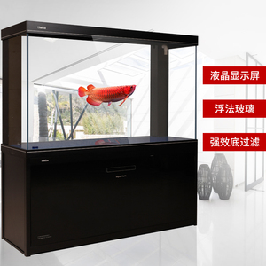 海霸生态龙鱼缸水族箱复古客厅大型屏风1.2米仿红木纹底过滤