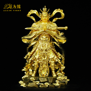 台湾纯铜贴金朝天韦陀菩萨像家用供奉佛像十愿韦驮天神像护法摆件