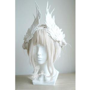 【MAID】原创设计 天使之翼 Lolita羽毛黑白双色 刺绣边夹 可造型