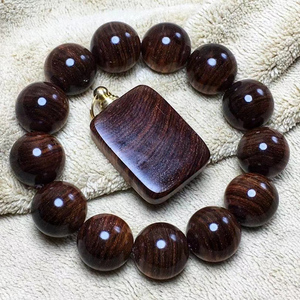 18mm海南黄花梨佛珠文玩手串老油梨暗虎皮纹霸气男女士盘玩念珠