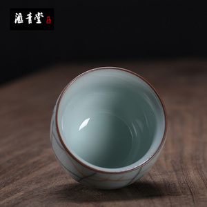 龙泉瓷戴文辉杯纯手工鼓口青杯主人 陶瓷窑金哥丝铁线高档品茗杯i