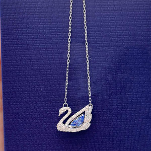 新施华奥地利水晶2020年蓝色天鹅跳动的心女项链 5533397 5530625