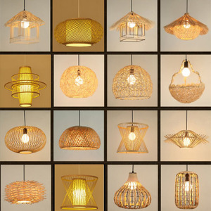 田园风草帽吊灯东南亚竹编藤艺编织农家餐厅现代简约鸟巢led吊灯