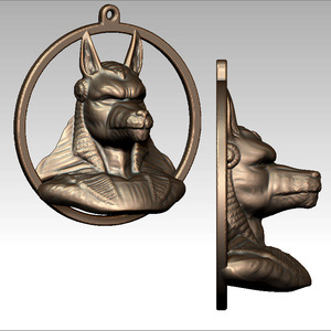 木雕3d模型打印扫描图stl/obj四轴圆雕图摆件埃及狗头挂件立体图