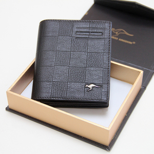 真澳袋鼠钱包男短款真皮钱夹头层牛皮横款潮青年商务男士学生皮夹