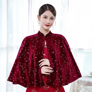 外本立春酒敬披酒x搭服披款会外红袍肩旗衫套风斗新秋篷开宴领日