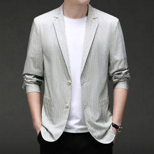 休闲西服男士夏季新款商务轻薄小西装超薄防晒西服单西上衣外套男