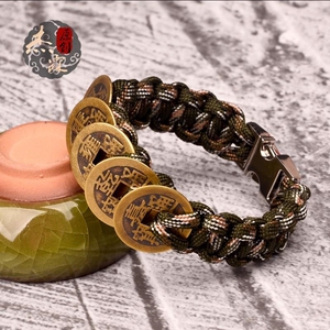 五帝钱手链编织绳古币铜钱招财转运红绳手绳手串五帝手编织本命年