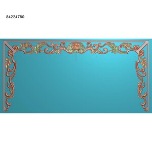 镂空洋花牡丹花挂落裙板飞罩佛龛桌子牙板精雕图浮雕灰度电脑雕刻