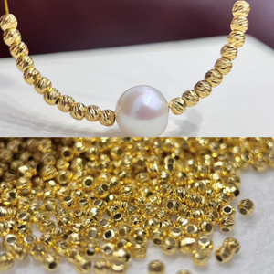 DIY配件 s925纯银闪亮珍珠2.5手工间隔珠斜纹珠手链项链单颗 配饰