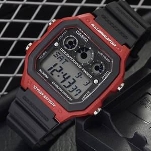 电池用十年 卡西欧手表男 世界时间防水夜光运动手表 ae-1300wh