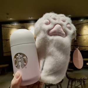 星巴克2021粉色樱花猫爪杯套保温杯不锈钢胶囊杯粉嫩少女心迷你杯