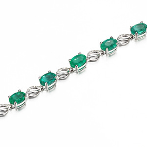 宁语彩宝系列欧美创意绿宝石手链祖母绿银饰品一件代发