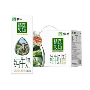 11月26产  蒙牛精选牧场纯牛奶250ml*10盒 整箱