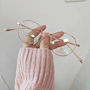 tenpro淡泊眼镜复古小圆框纯钛超轻高度近视可配防蓝光镜片双色镜