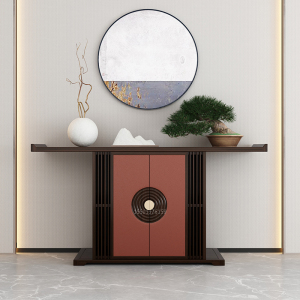 新中式玄关柜禅意实木玄关台储物柜供桌条案门厅入户玄关桌端景台