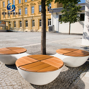 玻璃钢防腐木休闲椅创意商场座椅美陈装饰户外广场公共休息椅子