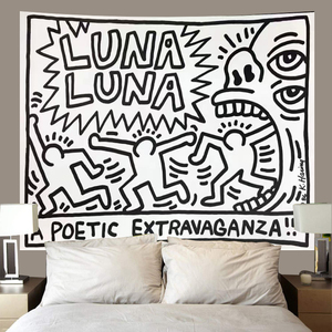 keith haring凱斯·哈林 涂鸦背景布卧室出租屋挂布网红宿舍墙布