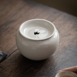草木祠 草木灰茶洗复古陶瓷茶渣桶水盂陶瓷建水带盖茶杯洗茶渣缸