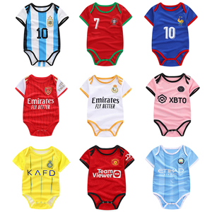 婴儿连体球衣阿根廷梅西迈阿密国际曼城阿森纳皇马c罗爬服足球服