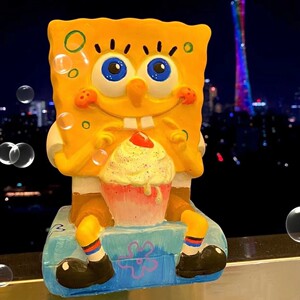 陶瓷画画上色石膏海绵宝宝diy少女心彩绘娃娃白胚卡通涂色石膏像