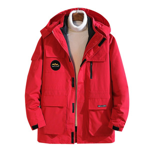 高档男装本命年男士大红色棉衣中国红棉袄特大码工装外套羽绒棉服