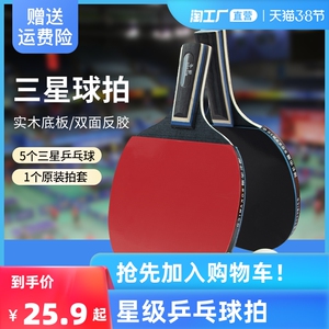 博卡乒乓球拍初学者星级训练拍兵乓球直拍横拍儿童学生成人双拍